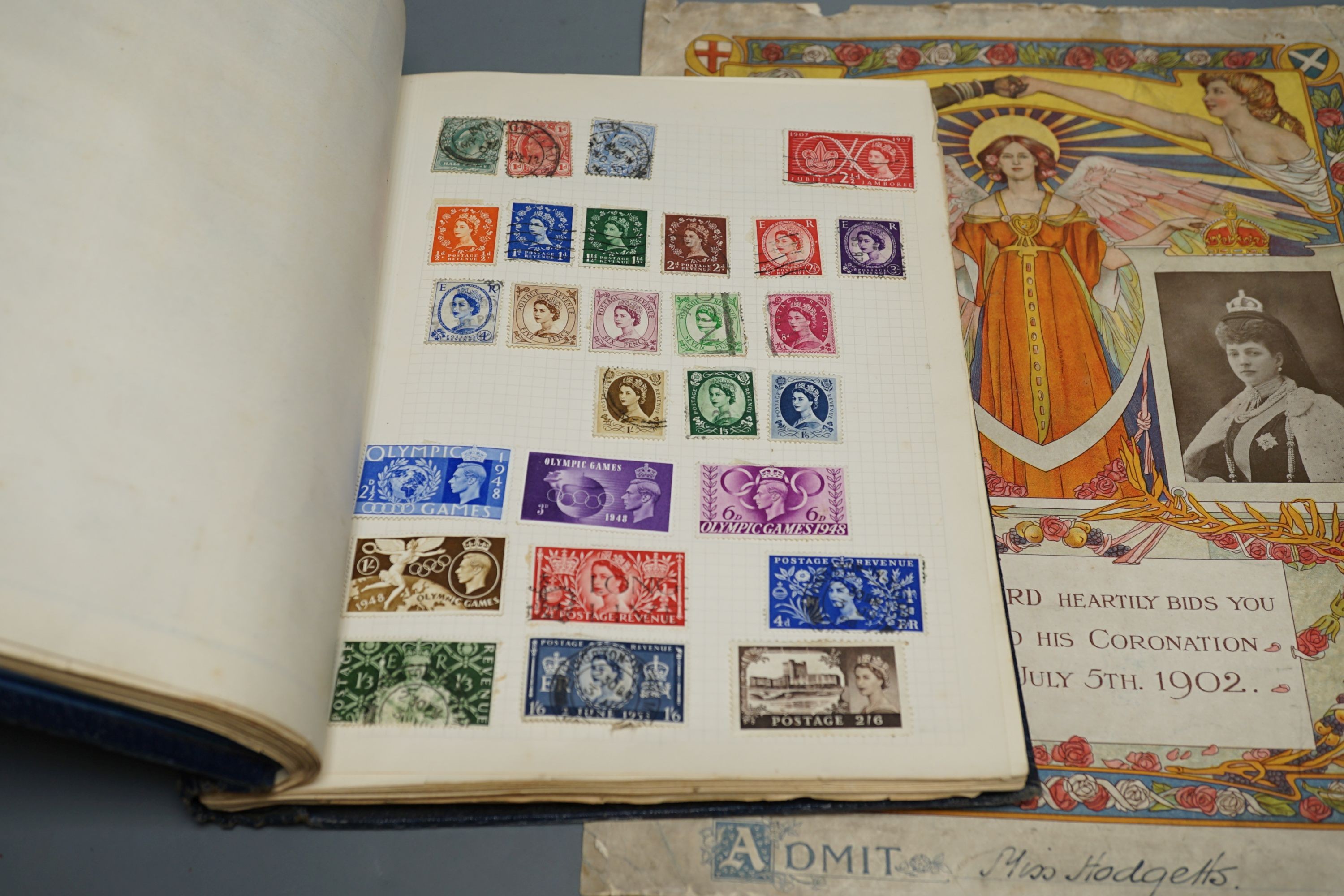 An album of Assorted stamps, mostly British and Commonwealth George V to QEII